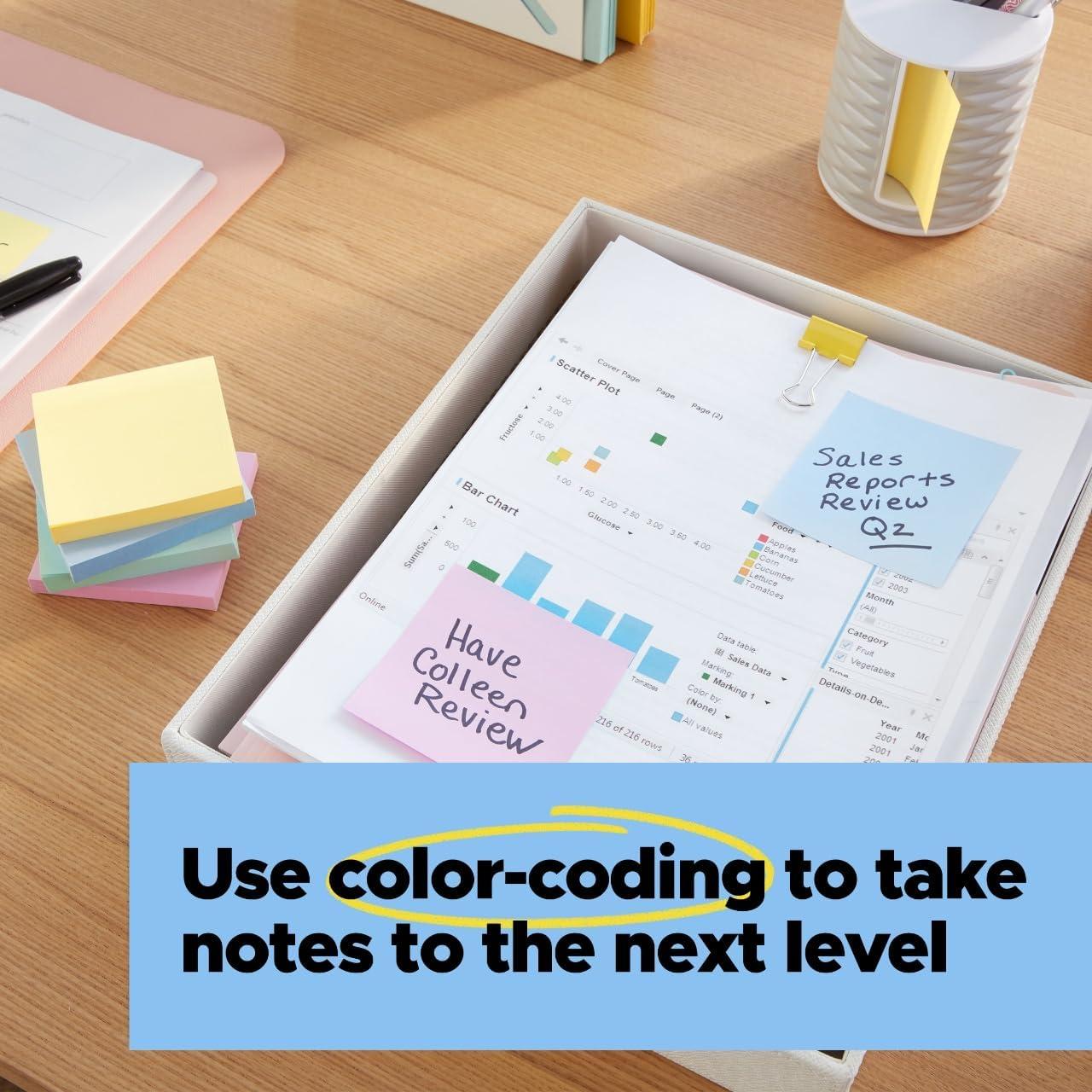 imagePostit 100 Recycled Paper Super Sticky Notes 2X The Sticking Power 4x4 in 3 Pads 70 SheetsPad Oasis Collection 675R3SSTWanderlust Pastels