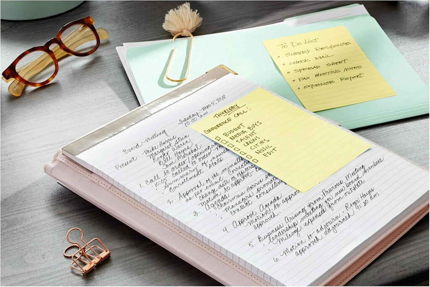 imagePostit 100 Recycled Paper Super Sticky Notes Lined 4 in x 6 in 4 Pads 45 Sheets per Pad Wanderlust Pastels School Supplies and Office ProductsCanary Yellow