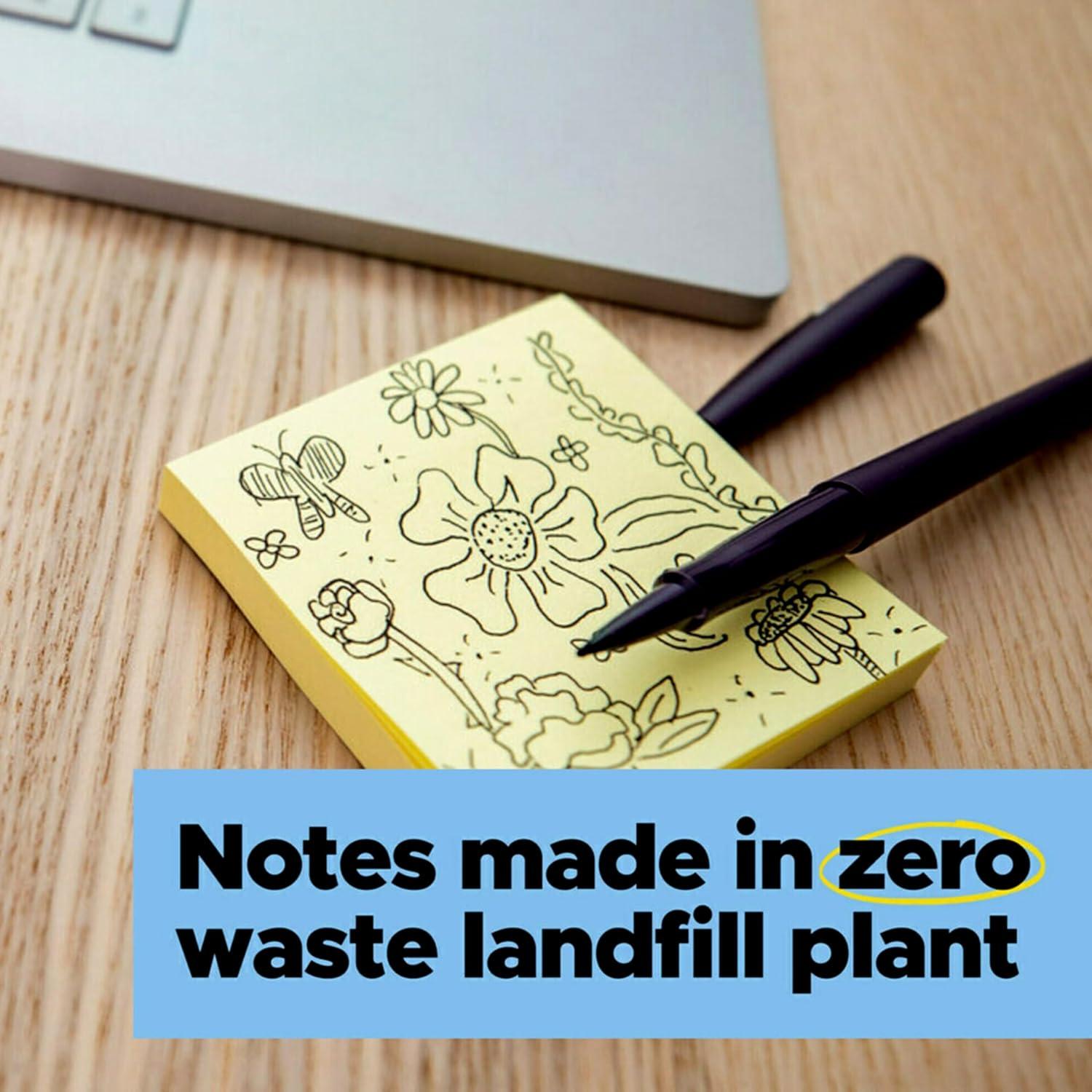 imagePostit 100 Recycled Paper Super Sticky Notes Lined 4 in x 6 in 4 Pads 45 Sheets per Pad Wanderlust Pastels School Supplies and Office ProductsCanary Yellow