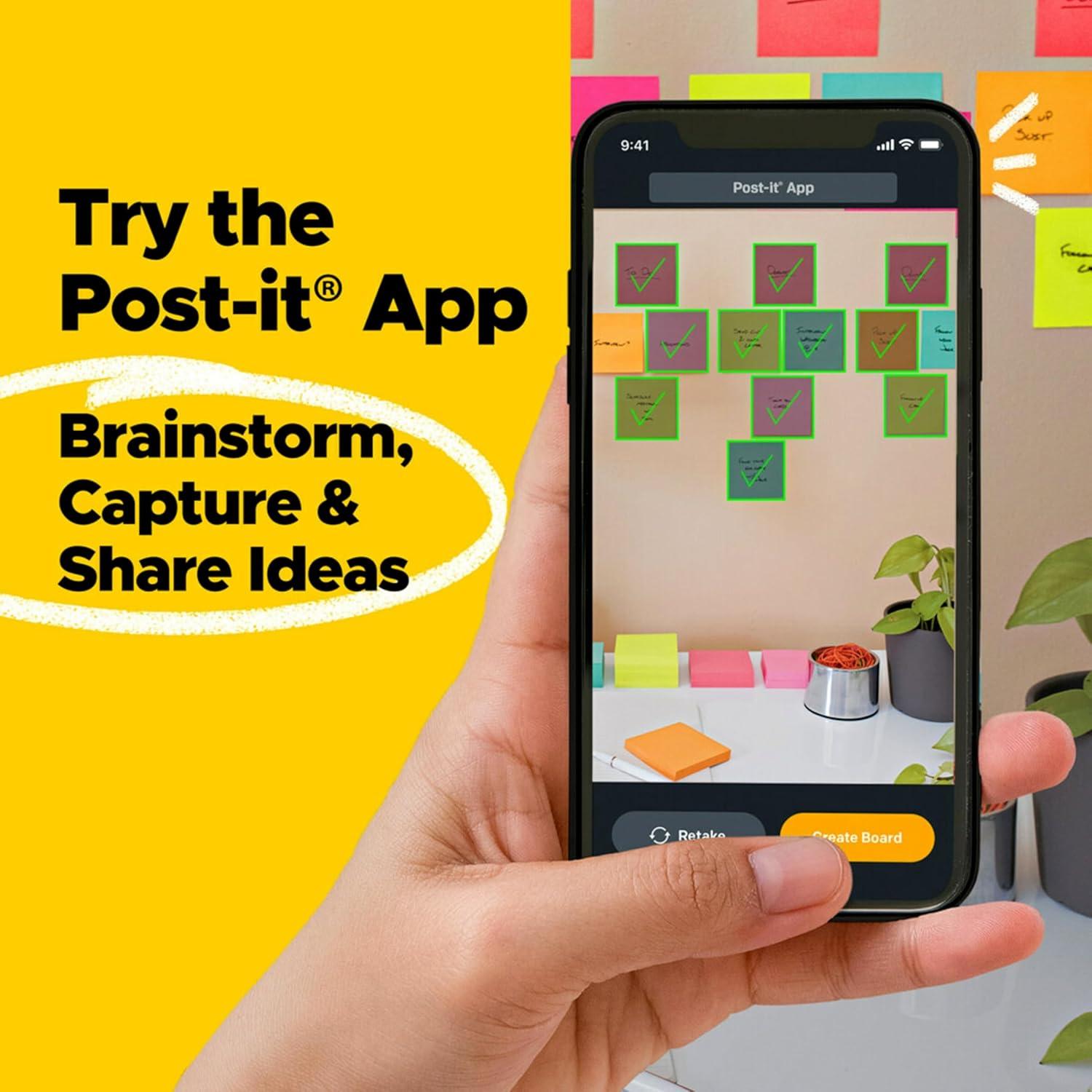 imagePostit Super Sticky Notes Assorted Bright Colors 3x3 in 15 PadsPack 45 SheetsPad 2X The Sticking Power Recyclable MultiColor3 in x 3 in Pack of 6