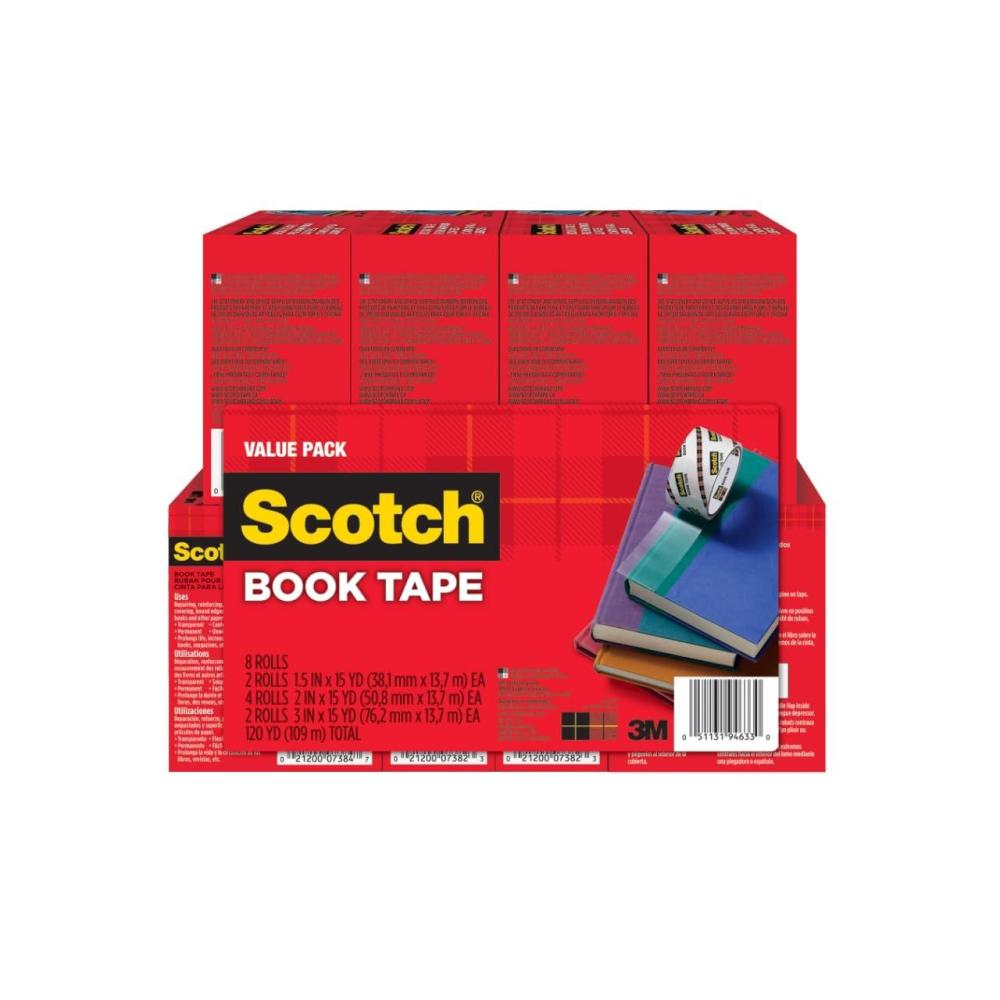imageScotch Book Tape Value Pack Excellent for Repairing Reinforcing Protecting and Covering 845VPAssorted