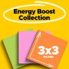Post-it Super Sticky Notes, 3 Sticky Note Pads, 3 x 3 in., School Supplies for Students, Ideal for Textbooks, Notebooks, Walls and Vertical Surfaces, Energy Boost Collection(Energy Boost Collection)
