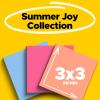 Post-it Super Sticky Notes, 3 Sticky Note Pads, 3 x 3 in., School Supplies for Students, Ideal for Textbooks, Notebooks, Walls and Vertical Surfaces, Energy Boost Collection(Summer Joy Collection)