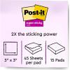 Post-it Super Sticky Notes, Assorted Bright Colors, 3×3 in, 15 Pads/Pack, 45 Sheets/Pad, 2X The Sticking Power, Recyclable, Multi-Color(3 in x 3 in)