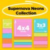 Post-it Super Sticky Notes, Assorted Sizes, 15 Pads, 2X The Sticking Power, Supernova Neons Collection, Neon Colors (Orange, Pink, Blue, Green), Recyclable (4423-15SSMIA)(11.9″ x 9.8″)