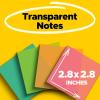 Post-it Transparent Sticky Notes, 3×3 in, 12 Pads/Pack, 36 Sheets/Pad, Sticks Securely and Removes Cleanly(Colored Transparent)