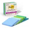 Post-it 100% Recycled Paper Super Sticky Notes, 2X The Sticking Power, 3×3 in, 5 Pads, 70 Sheets/Pad, Oasis Collection (654R-5SST)(Oasis)