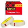 Scotch Brand Transparent Tape, Clear Tape Engineered for Office and Home Use, 3/4 x 2592 Inches, 3 Inch Core, 2 Rolls(2 Rolls)