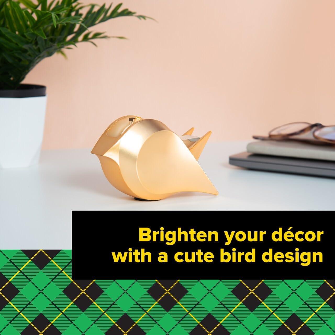 imageScotch Desktop Tape Dispenser with 1 Roll Magic Tape 34 x 350 Inches Gold Bird Design28 in x 23 in x 63 in