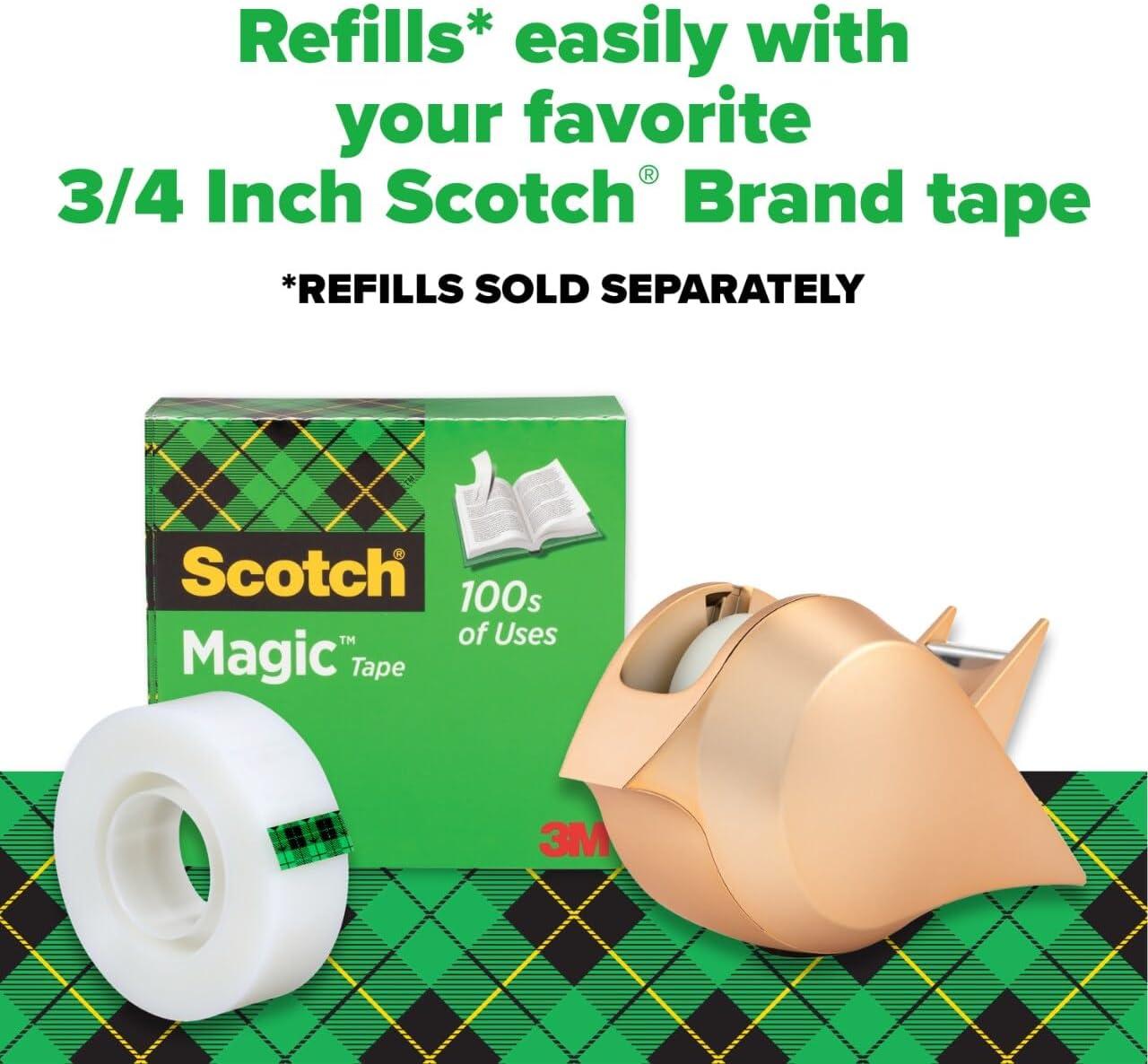 imageScotch Desktop Tape Dispenser with 1 Roll Magic Tape 34 x 350 Inches Gold Bird Design28 in x 23 in x 63 in