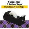 Scotch Gift Wrap Tape with Scotch Desktop Dispenser, 6 Rolls of 3/4″ x 1000″ Each Plus 1 Desktop Tape Dispenser, Invisible, Holiday Gift Wrapping Supplies for Christmas Presents and Gift Bags(Gift Wrap Tape + Dispenser)