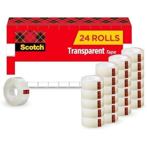 imageScotch Transparent Tape 1 Inch Core Refills 34 in x 1000 in 24 Clear Tape Refill Rolls24 Rolls Pack of 6