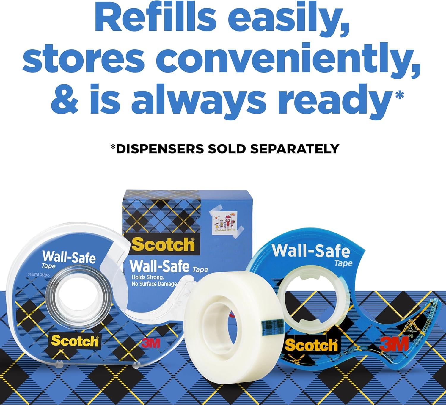 imageScotch WallSafe Tape 1 Refill Roll Clear Removable Wall Tape with Matte Finish for Hanging Photos Art and Dcor 1 in x 72 yd