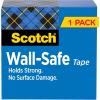 Scotch Wall-Safe Tape, 1 Refill Roll, Clear Removable Wall Tape with Matte Finish for Hanging Photos, Art, and Décor, 1 in x 72 yd