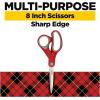 Scotch Multi-Purpose Stainless Steel Scissors, 8 Inches, Red & Gray, Great for Home, School and Office(1-Pack)