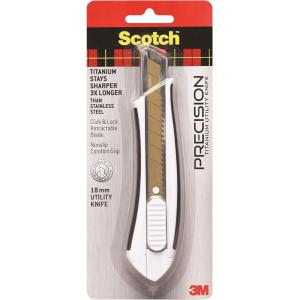 Scotch Titanium Snap-Off Utility Knife – Large 18mm Heavy-Duty Cutter with Locking Retractable Blade, Comfort Grip (Titanium 3X Sharper, Ideal for Boxes & Crafts)