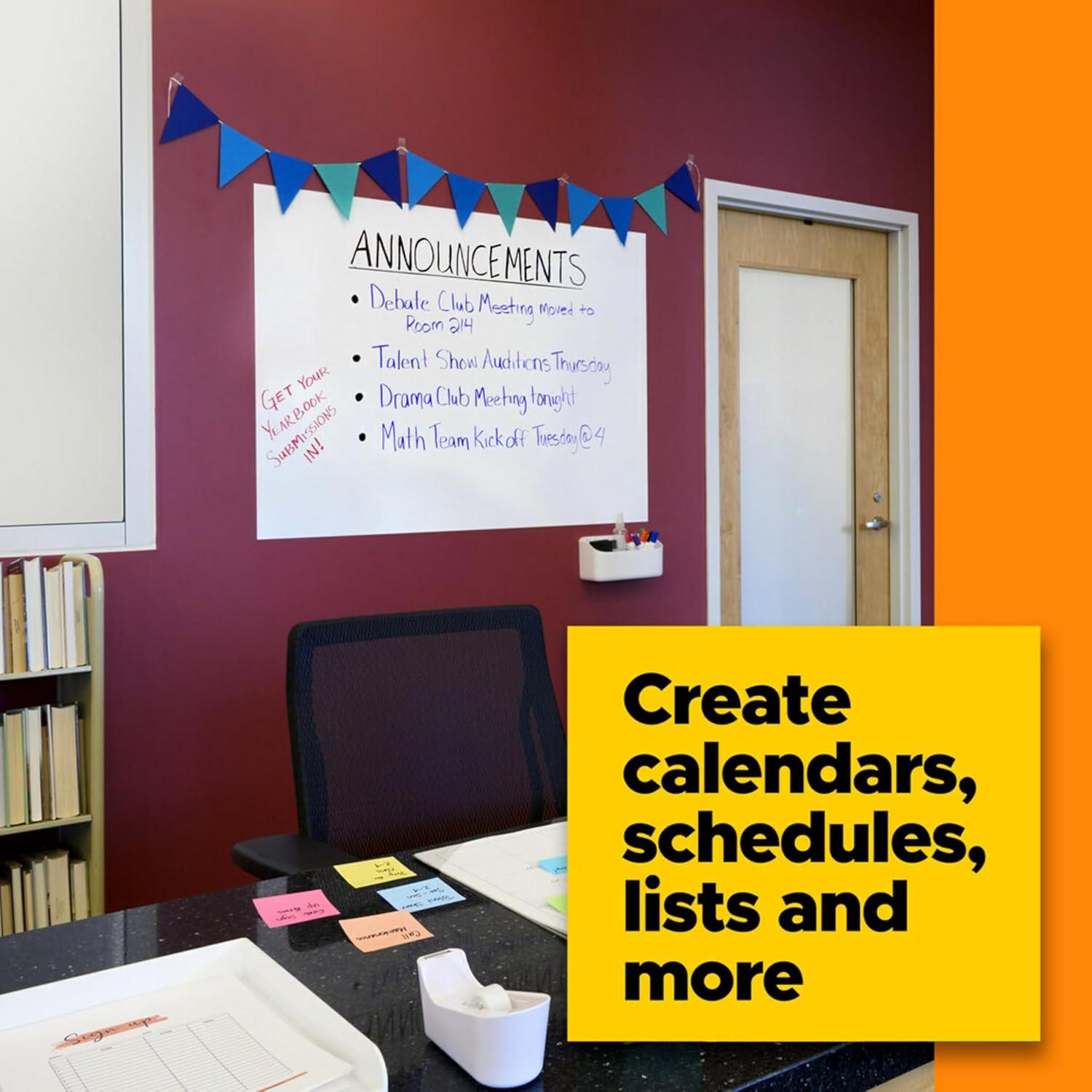imagePostit Dry Erase Whiteboard Film Surface for Walls Doors Tables Chalkboards Whiteboards and More Removable StainProof Easy Installation 3 ft x 2 ft Roll DEF3x24W x 106H
