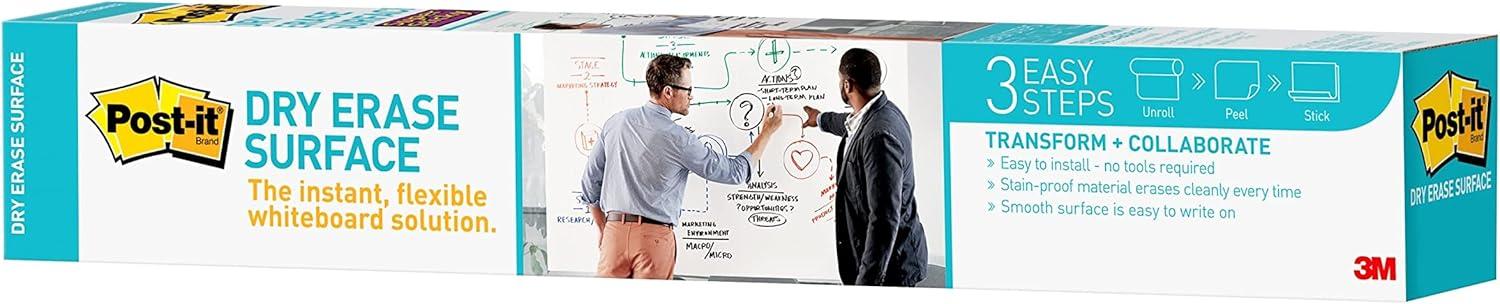 imagePostit Dry Erase Whiteboard Film Surface for Walls Doors Tables Chalkboards Whiteboards and More Removable StainProof Easy Installation 3 ft x 2 ft Roll DEF3x23 ft x 2 ft