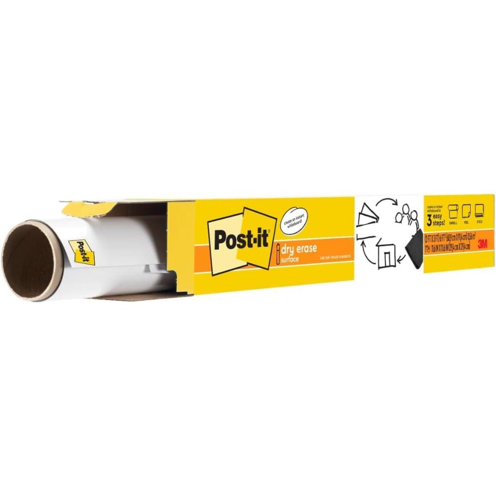 imagePostit Dry Erase Whiteboard Film Surface for Walls Doors Tables Chalkboards Whiteboards and More Removable StainProof Easy Installation 3 ft x 2 ft Roll DEF3x23 ft x 2 ft