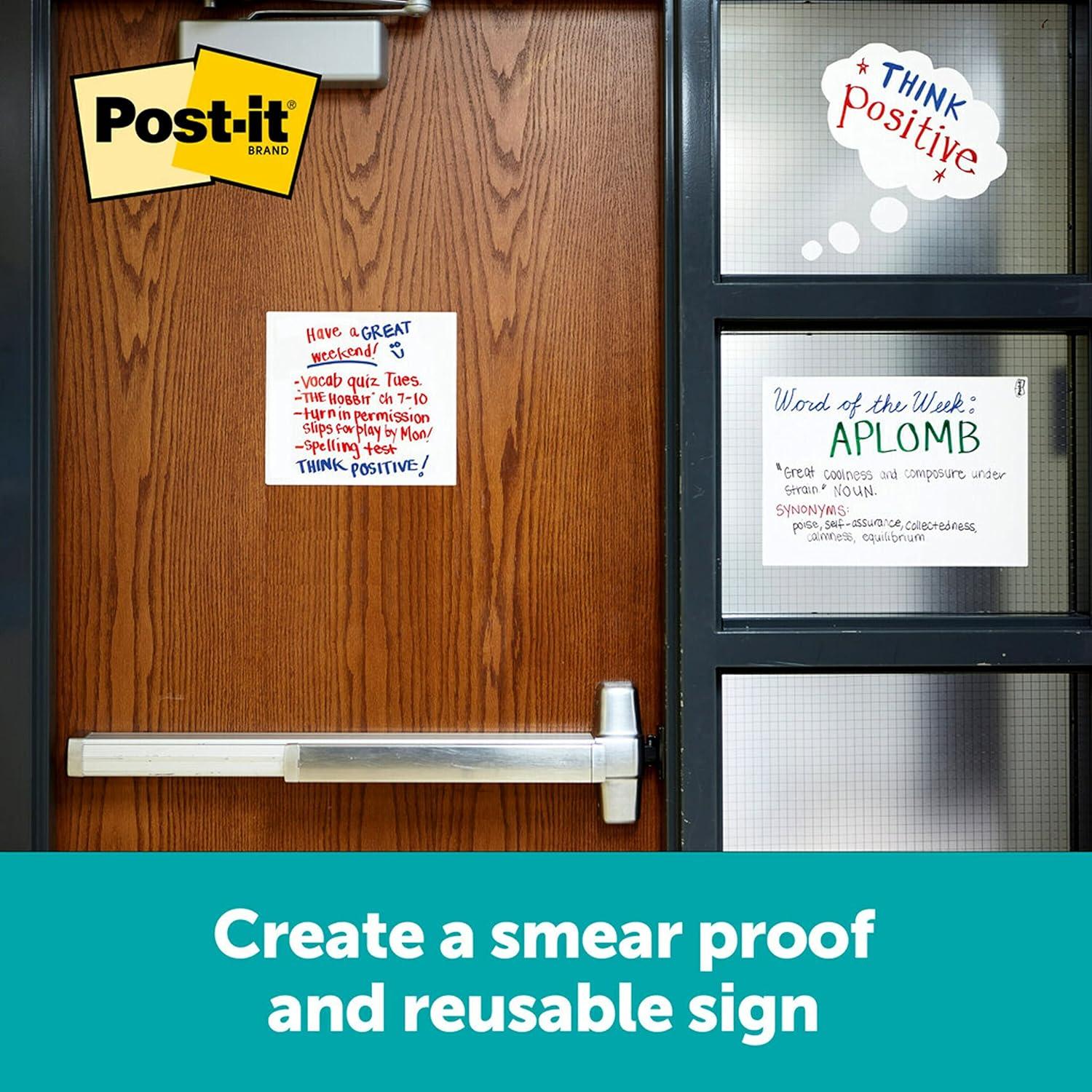 imagePostit Easy Erase Whiteboard Sheets 2 Pack 91 x 91 in Instant Whiteboard Use Dry Erase and Permanent Markers EESH2PKSIOC
