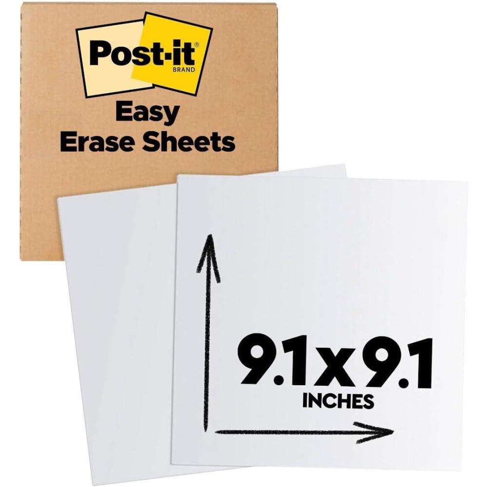 imagePostit Easy Erase Whiteboard Sheets 2 Pack 91 x 91 in Instant Whiteboard Use Dry Erase and Permanent Markers EESH2PKSIOC