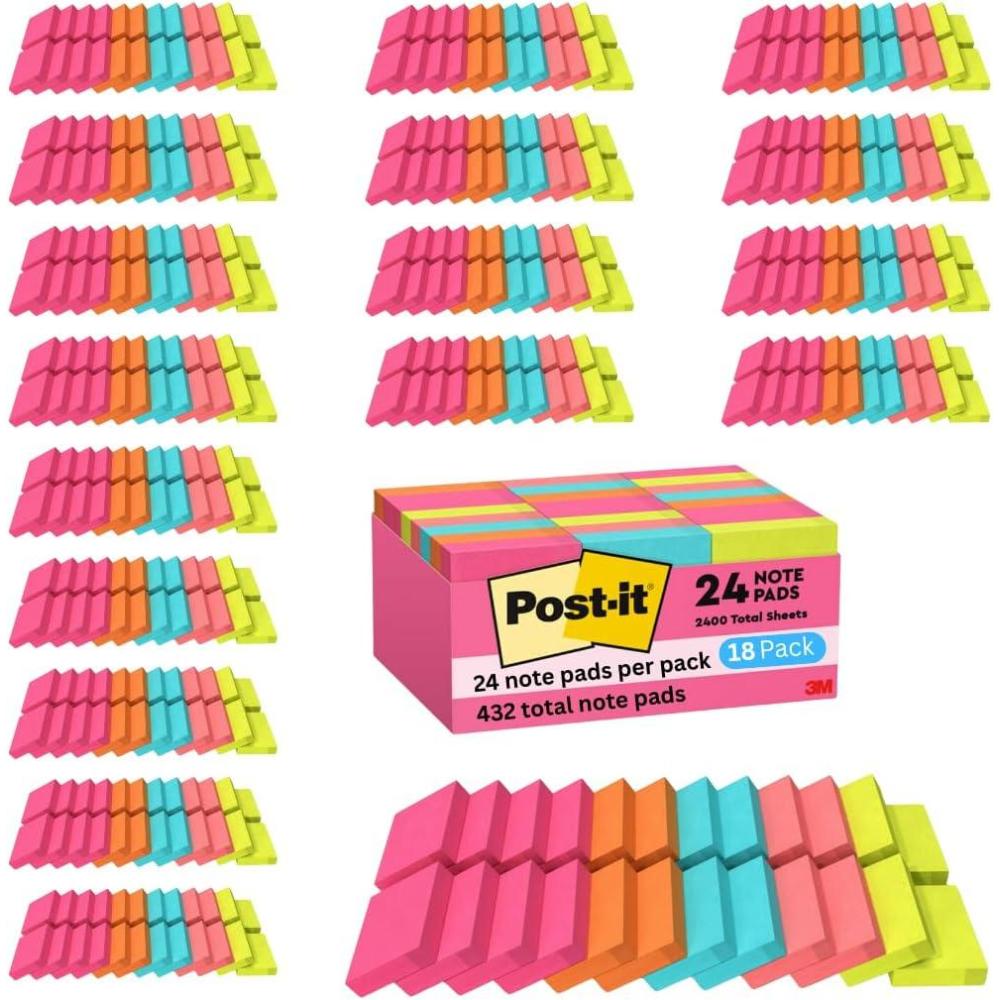 imagePostit Mini Notes 1 38 x 1 78 in 24 Pads Americas 1 Favorite Sticky Notes Poptimistic Postit Notes Power Pink Aqua Blue Vital Orange Neon Green Guava Pink18 Pack