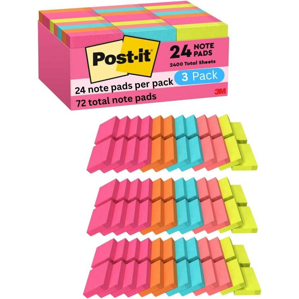 imagePostit Mini Notes 1 38 x 1 78 in 24 Pads Americas 1 Favorite Sticky Notes Poptimistic Postit Notes Power Pink Aqua Blue Vital Orange Neon Green Guava Pink3 Pack
