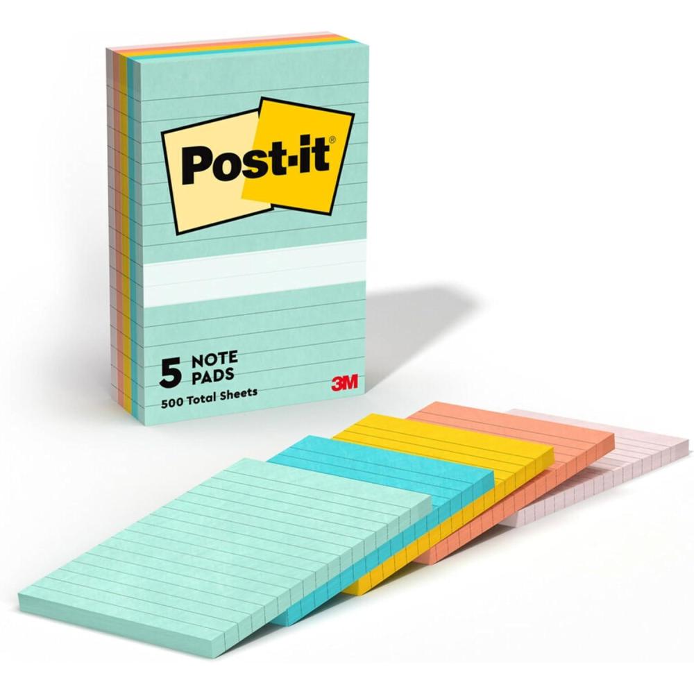 imagePostit Notes 4 in x 6 in 5 Lined Sticky Note Pads 100 Sheets per Pad Beachside Caf Collection School Supplies and Office Products61 x 49 Pack of 12