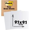 Post-it Easy Erase Whiteboard Sheets, 2 Pack, 9.1 x 9.1 in, Instant Whiteboard, Use Dry Erase and Permanent Markers (EE-SH-2PK-SIOC)
