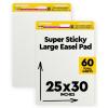 Post-it Super Sticky Easel Pad 25 in x 30 in White 30 Sheets/Pad 2 Pad/Pack Large White Premium Self Stick Flip Chart Paper Super Sticking Power (559)(Standard)
