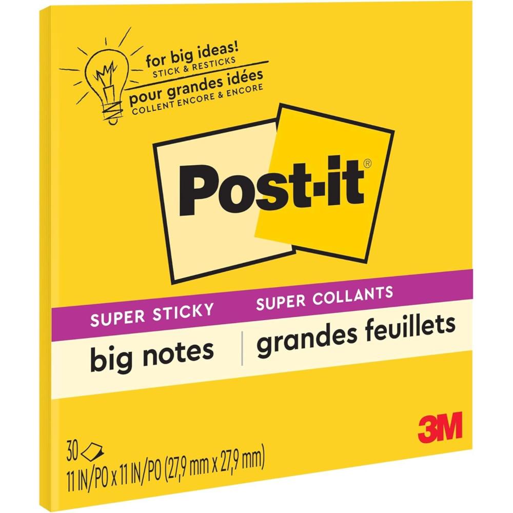 imagePostit Super Sticky Big Notes 11 in x 11 in 1 Pad 2X The Sticking Power Yellow Recyclable BN111