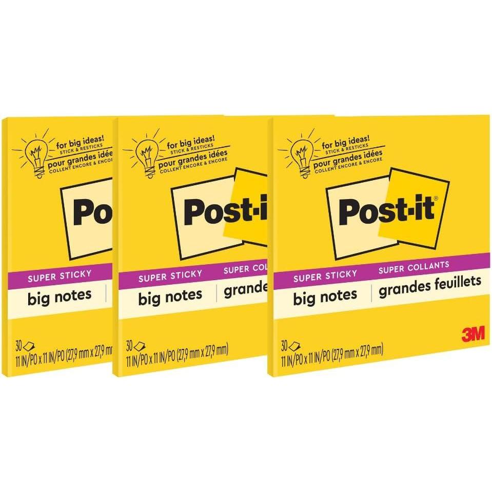 imagePostit Super Sticky Big Notes 11 in x 11 in 1 Pad 2X The Sticking Power Yellow Recyclable BN113