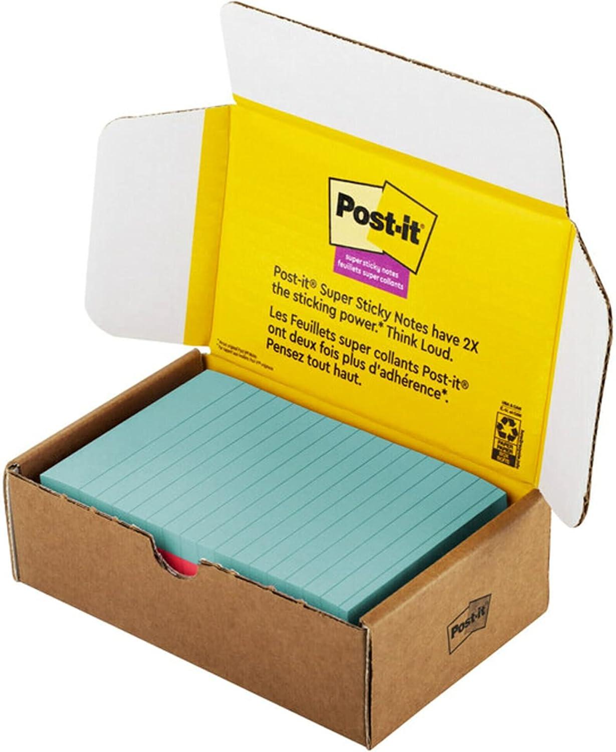 image:imagePostit Super Sticky Lined Notes 5 Sticky Note Pads 4x6 in Ideal for New Year Spring Cleaning or Second School Semester Sticky Notes for Dorm Home and Office Bright Colors5Pads Pack of 8
