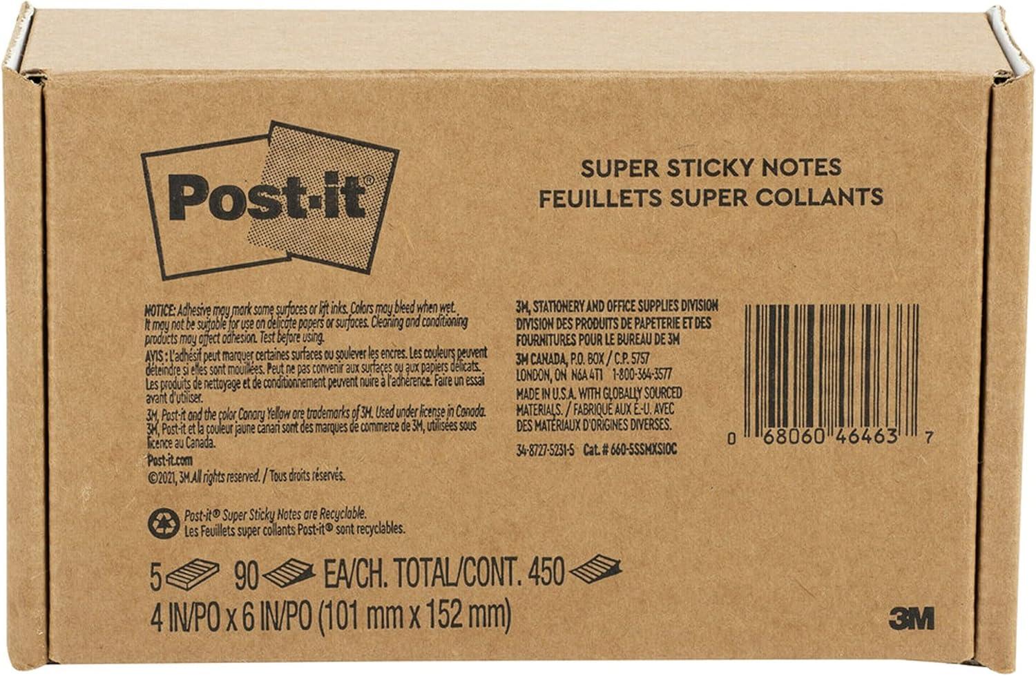 image:imagePostit Super Sticky Lined Notes 5 Sticky Note Pads 4x6 in Ideal for New Year Spring Cleaning or Second School Semester Sticky Notes for Dorm Home and Office Bright Colors5Pads Pack of 8