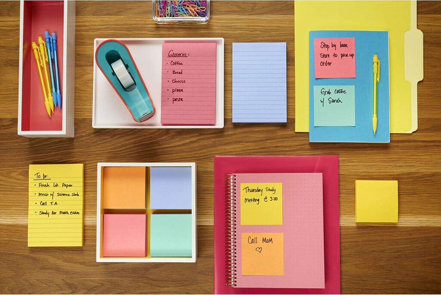 image:imagePostit Super Sticky Lined Notes 5 Sticky Note Pads 4x6 in Ideal for New Year Spring Cleaning or Second School Semester Sticky Notes for Dorm Home and Office Bright Colors5Pads Pack of 8