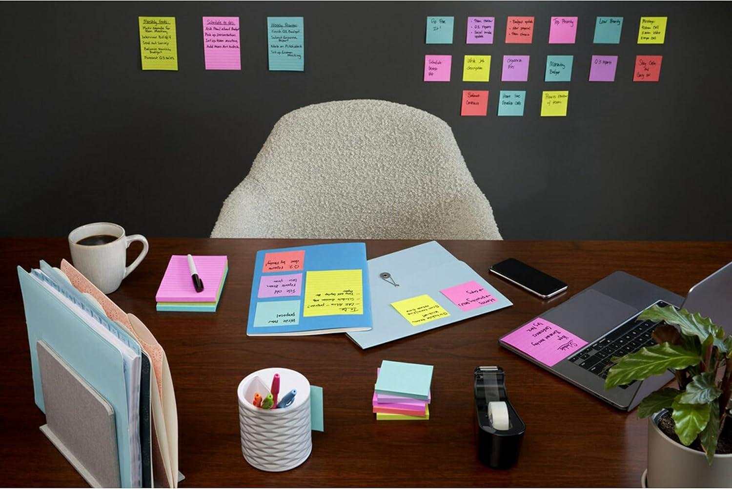 image:imagePostit Super Sticky Lined Notes 5 Sticky Note Pads 4x6 in Ideal for New Year Spring Cleaning or Second School Semester Sticky Notes for Dorm Home and Office Bright Colors5Pads Pack of 8