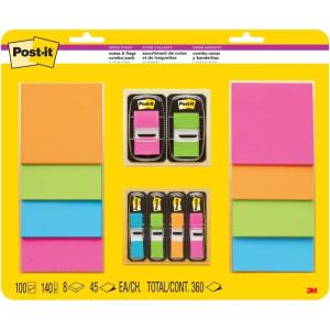 Post-it Super Sticky Notes and Flags, 3×3 in, Pack of 8 Pads and 6 Flags, Assorted Colors (654-8SS2F)(0.8″ x 11.9″)