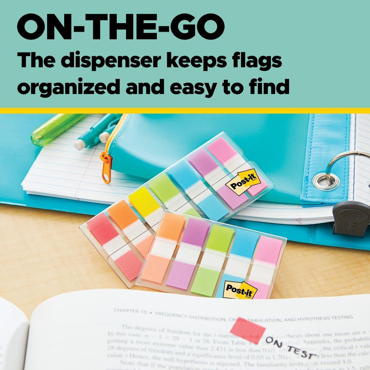 image:imagePostit Flags Combo Pack 4 OnTheGo DispensersPack 120 94 in Wide and 200 47 in Wide Flags Assorted Colors 683XL102 x 42 Pack of 12