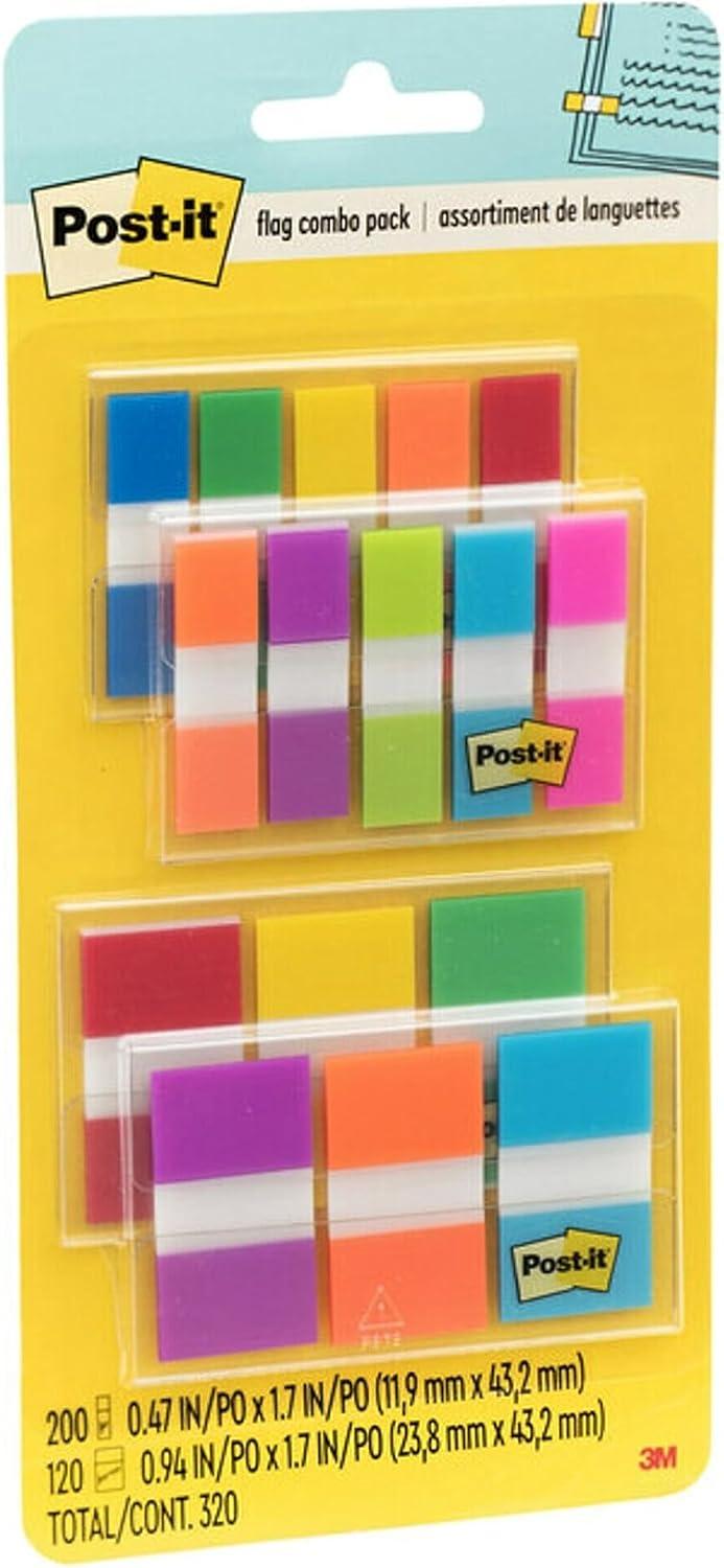 image:imagePostit Flags Combo Pack 4 OnTheGo DispensersPack 120 94 in Wide and 200 47 in Wide Flags Assorted Colors 683XL102 x 42 Pack of 12