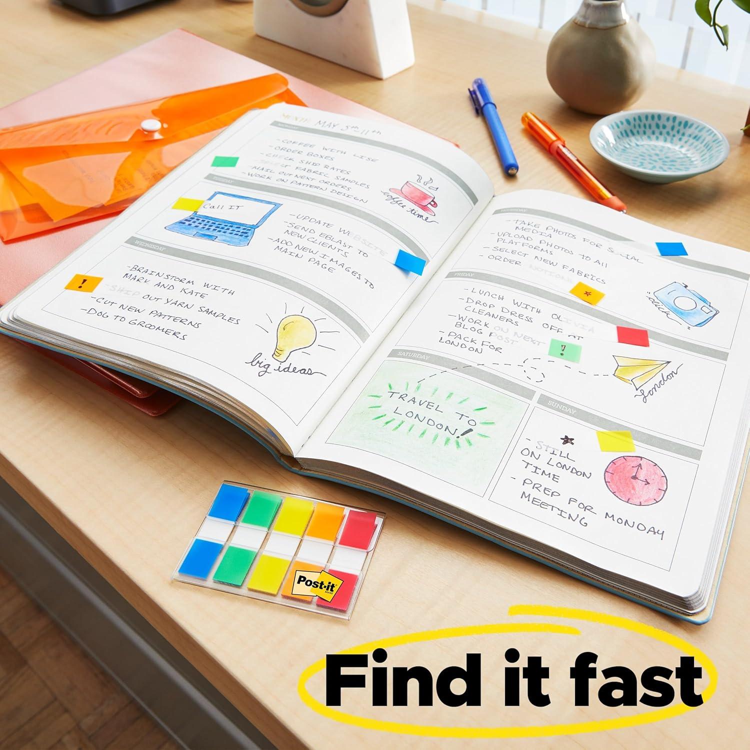 image:imagePostit Flags Combo Pack 4 OnTheGo DispensersPack 120 94 in Wide and 200 47 in Wide Flags Assorted Colors 683XL102 x 42 Pack of 12