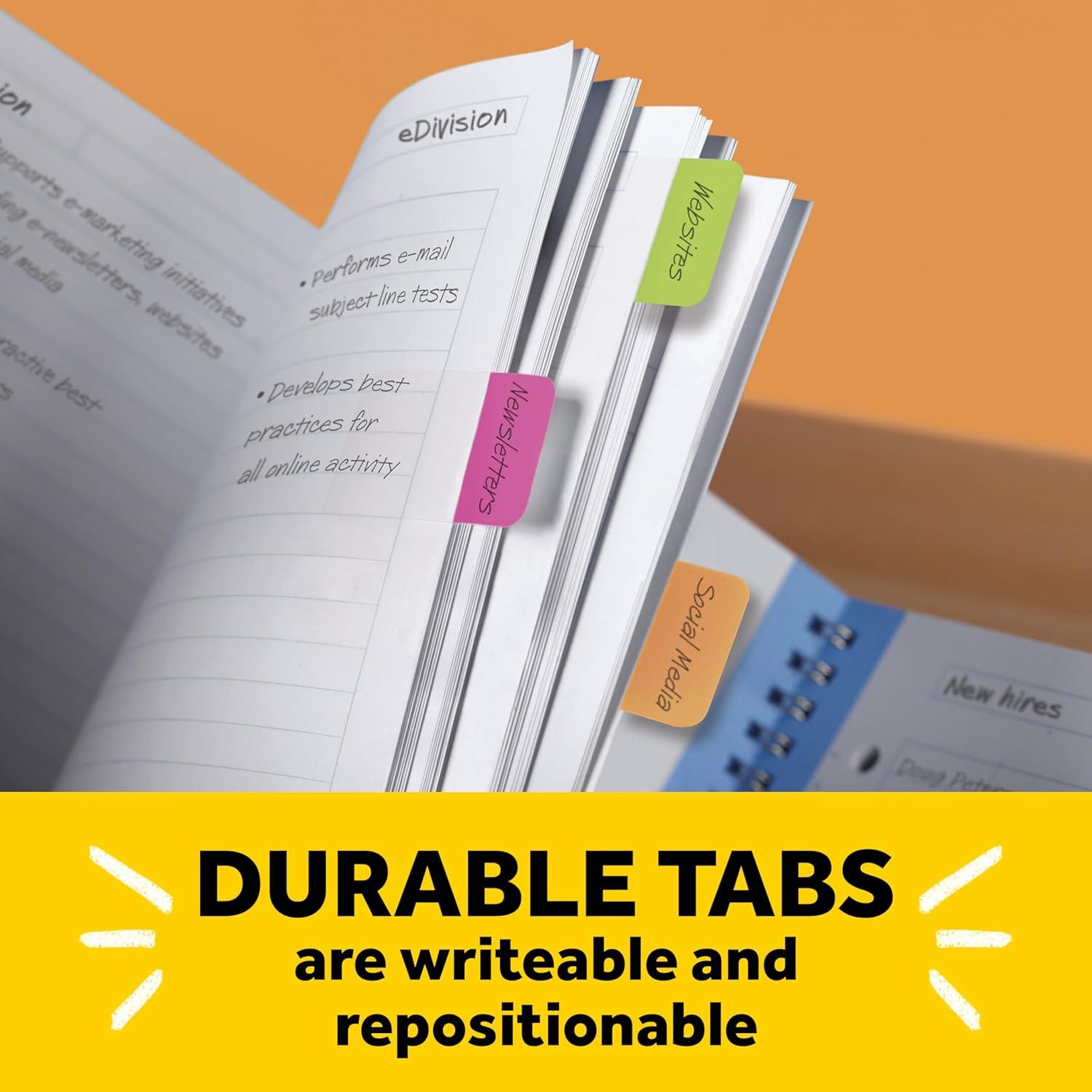image:imagePostit Tabs 625 in Solid Aqua Lime Yellow Red 10Color 40Dispenser 676ALYR04 x 28