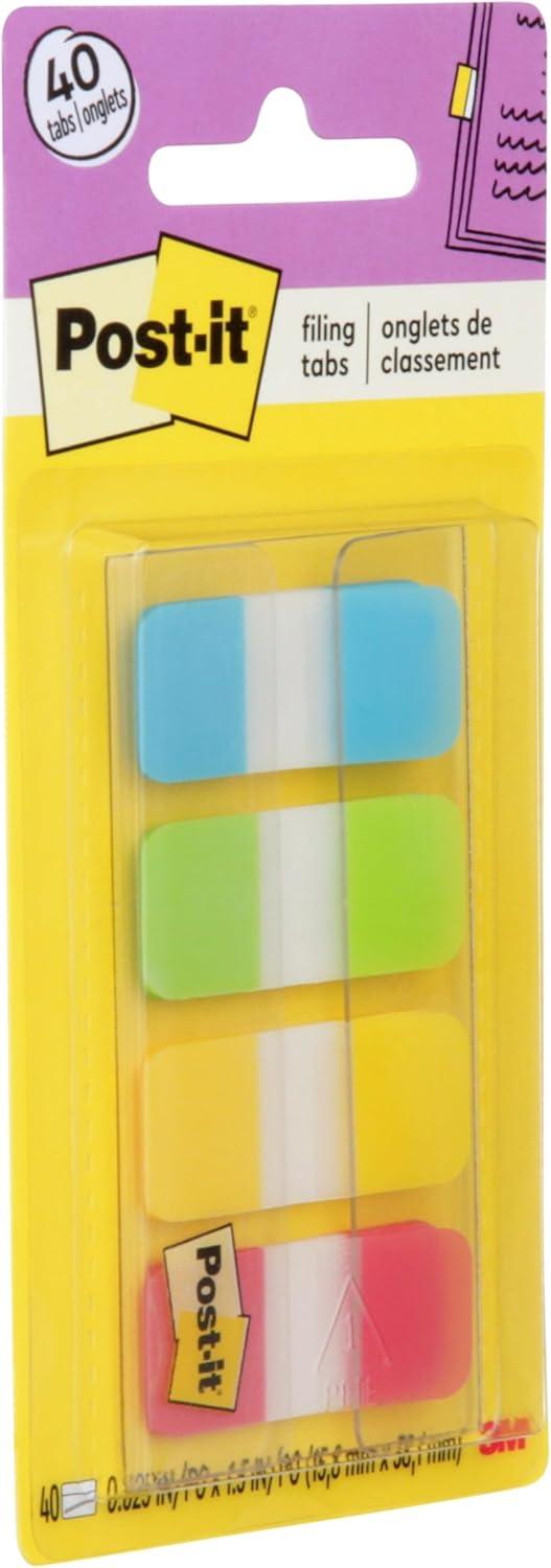 image:imagePostit Tabs 625 in Solid Aqua Lime Yellow Red 10Color 40Dispenser 676ALYR04 x 28