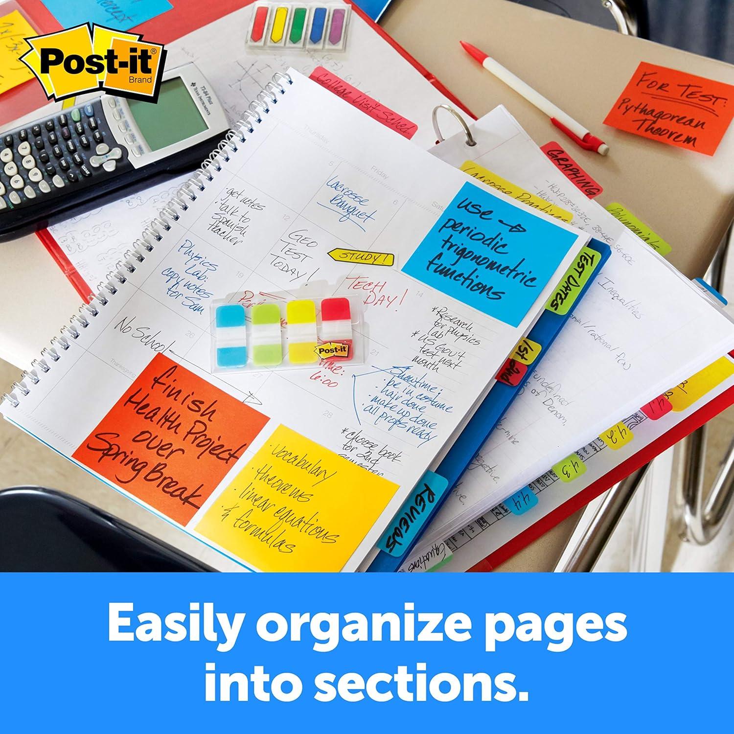 image:imagePostit Tabs 625 in Solid Aqua Lime Yellow Red 10Color 40Dispenser 676ALYR04 x 28 Pack of 2