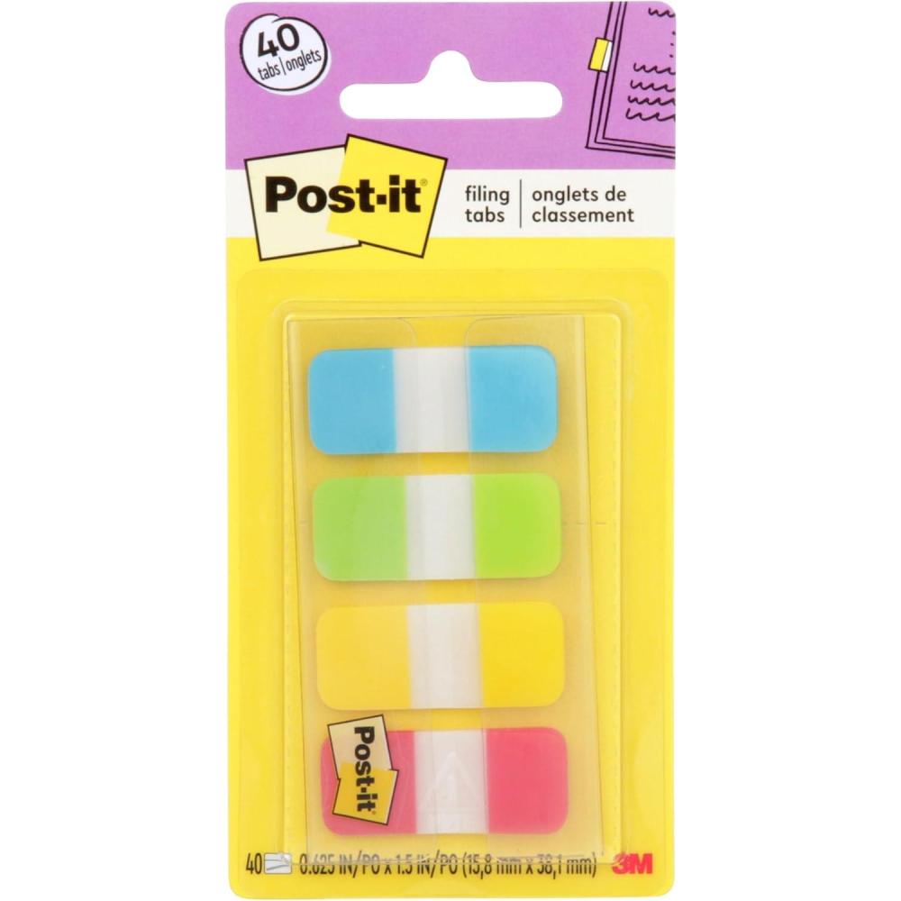 image:imagePostit Tabs 625 in Solid Aqua Lime Yellow Red 10Color 40Dispenser 676ALYR04 x 28