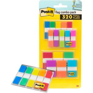 Post-it Flags Combo Pack, 4 On-The-Go Dispensers/Pack, 120 .94 in Wide and 200 .47 in Wide Flags, Assorted Colors (683-XL1)(0.2″ x 4.2″)