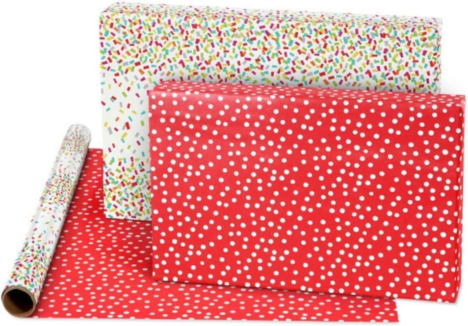 image:imageAmerican Greetings GiftWrap Bundle Reversible Birthday Wrapping Paper Balloons and Confetti 4 Rolls 120 sq ft and Scotch GiftWrap Tape 6 Rolls 34 in x 650 in