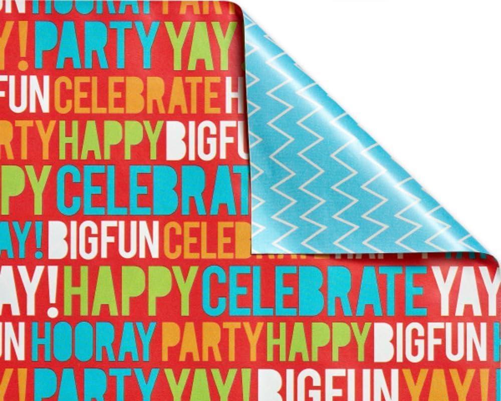 image:imageAmerican Greetings GiftWrap Bundle Reversible Birthday Wrapping Paper Balloons and Confetti 4 Rolls 120 sq ft and Scotch GiftWrap Tape 6 Rolls 34 in x 650 in
