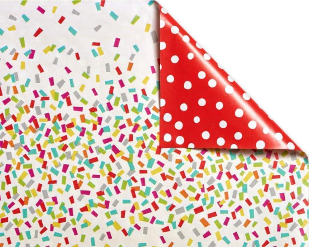 image:imageAmerican Greetings GiftWrap Bundle Reversible Birthday Wrapping Paper Balloons and Confetti 4 Rolls 120 sq ft and Scotch GiftWrap Tape 6 Rolls 34 in x 650 in