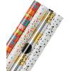 American Greetings Gift-Wrap Bundle Reversible Birthday Wrapping Paper, Balloons and Confetti, 4 Rolls, 120 sq. ft. and Scotch Gift-Wrap Tape, 6 Rolls, 3/4 in. x 650 in.