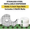 Scotch Magic Stainless Steel Dispenser with 2 Rolls Tape, 3/4 in x 600 in (19 mm x 15.2 m)
